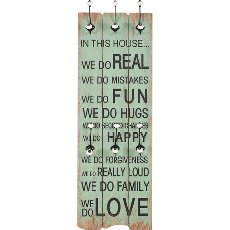 Porte-manteau mural pour Chambre, Salon, Salle de Bain - avec 6 crochets 120 x 40 cm HAPPY LOVE OIB1940E (1/5)