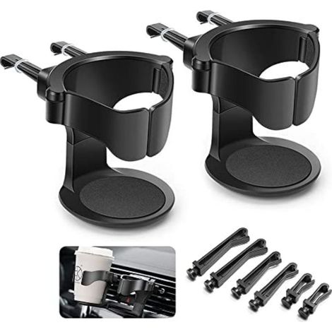 Porte-gobelet voiture 2PCS – Support réglable pour grille d'aération – Plastique ABS résistant – Charge max 1kg – Diamètre max 8,5cm (1/5)