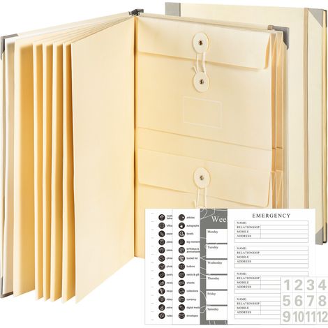 Organizador de documentos, 12 bolsillos, 29x33x2 cm, azul/rosa/amarillo (1/5)