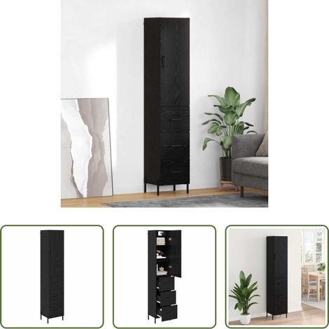 Meuble console - Haut Armoire Chêne noir 34,5 x 34 x 180 cm Bois d'ingénierie (1/5)