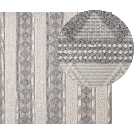 Alfombra de lana beige claro gris claro 200 x 200 cm hecho a mano Bozova