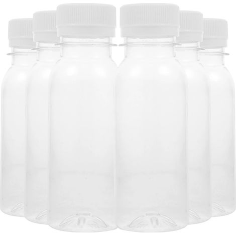 Lot de 12 bouteilles à jus avec bouchons, bouteilles de lait vides transparentes réutilisables, bouteilles en plastique (1/5)