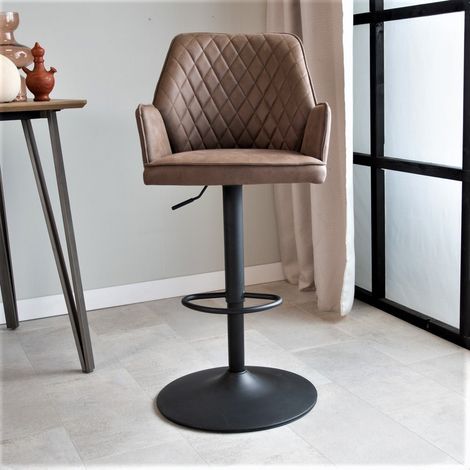 Tabouret de bar industriel réglable Novan taupe (1/5)