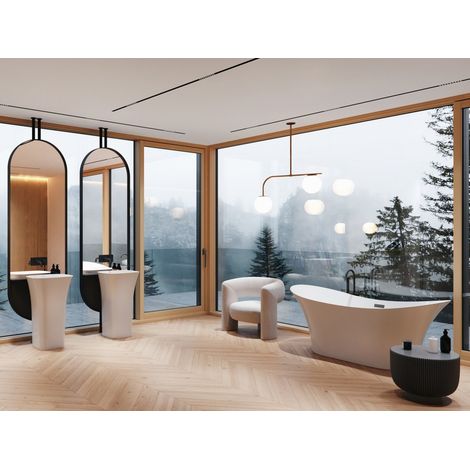 Baignoire îlot blanc avec bonde chrome AMBER 170x80 (1/5)