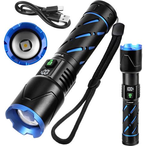 Taktische LED-Taschenlampe, 800 lm, wiederaufladbar, wasserdicht