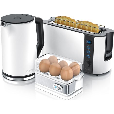 Arendo Frühstücks-Set in weiß - Wasserkocher / Toaster / Eierkocher (1/5)