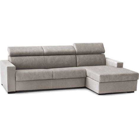 Talamo Italia Divano fisso Marica, Divano ad angolo, 100% Made in Italy, Sofà Soggiorno con chaise longue, in tessuto imbottito - Penisola contenitore Destra, con Braccioli standard, Cm 280x95h85, Tor