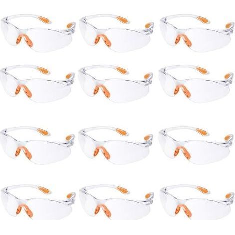Lot de 12 Lunette de Sécurité Lunettes de Protection Travail avec Lentilles Transparentes Anti-Buée Lunette Protection pour Jardin Laboratoire Chimie. (1/4)