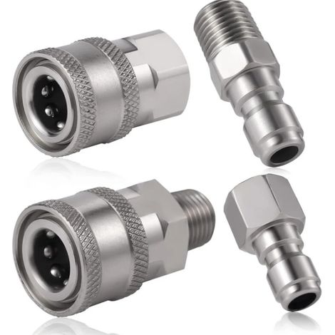 Raccord pour nettoyeur haute pression 1 et po avec filetages mâle femelle 4 pièces (1/4)