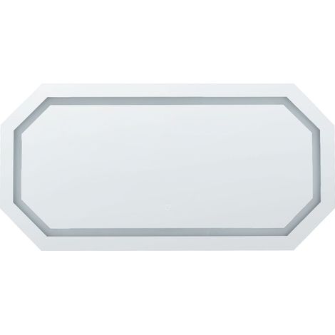 Specchio da muro ottagonale in argento con LED 120 x 60 cm Locmariaquer