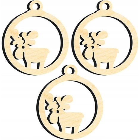 DECORAZIONI IN LEGNO PER ALBERO DI NATALE Z58 3 pz. (1/3)