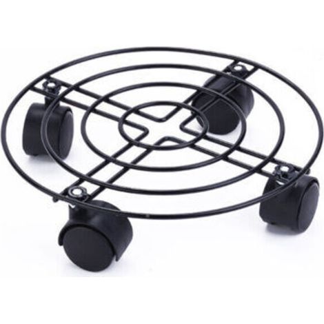 Support à roulettes pour Pot de Fleur ÉDITION Noire Ø 25 x 6 cm I Roule Pot pour intérieur I Support Roulant en Acier, revêtement Noir, avec Bordure I Capacité de Charge 60 kg (1/5)