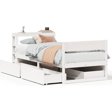 Maison Exclusive - Letto senza Materasso Bianco 75x190 in Legno Massello di Pino
