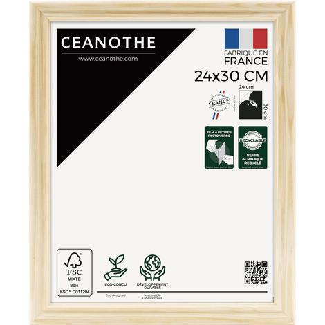 Cadre Photo Bois Brut 24x30 cm et 30x24 cm - Cadre Photo Bois Naturel FSC – Convient au A4 – Fabriqué en France – Cadre Photo Circée Authentic 24x30 cm - Verre acrylique Incassable (1/5)