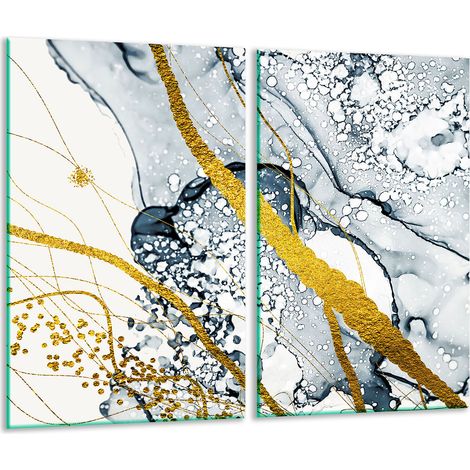 Tagliere in vetro 2x 30x52 in marmo dorato (1/5)