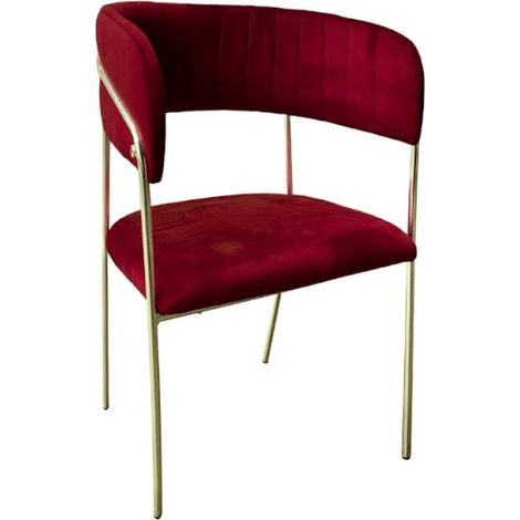 Sedia Key tessuto rosso scuro e struttura oro EFFEZ