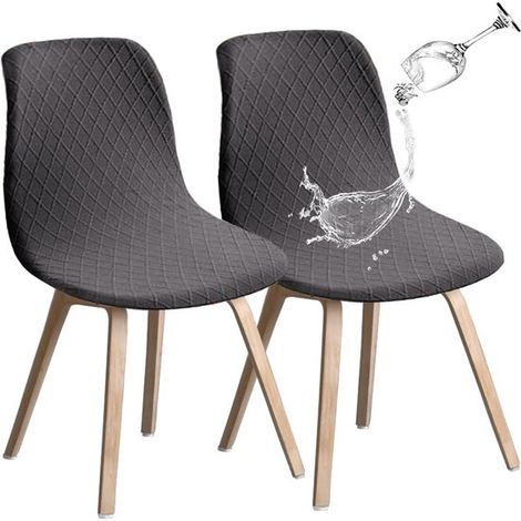 Set di 2 coprisedie elasticizzati per sala da pranzo, sfoderabili, lavabili, universali, resistenti, moderni, ideali per sala da pranzo, hotel, decorazione, matrimoni (grigio scuro) (1/5)
