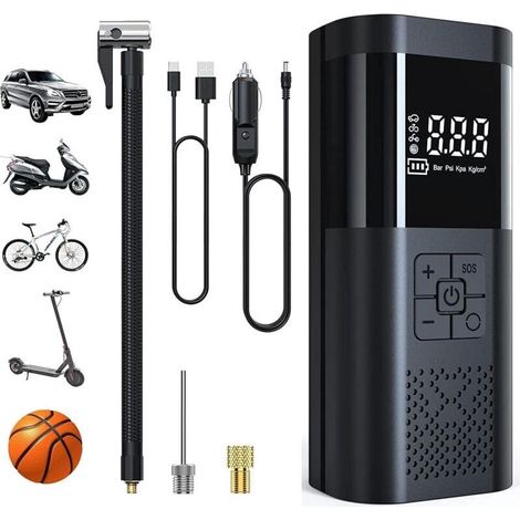 Mini Compresseur d'Air Portable, Gonfleur de Voiture avec Écran LCD, Multifonction pour Véhicules et Autres Applications (1/5)