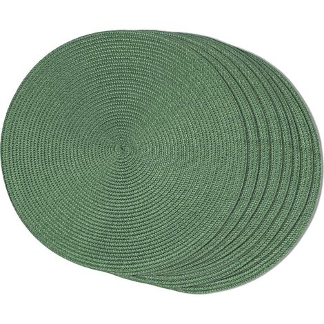 Lot de 8 Sets de table ronds, tressés, antidérapants, 38,1 cm, polypropylène, pour salle à manger (1/5)