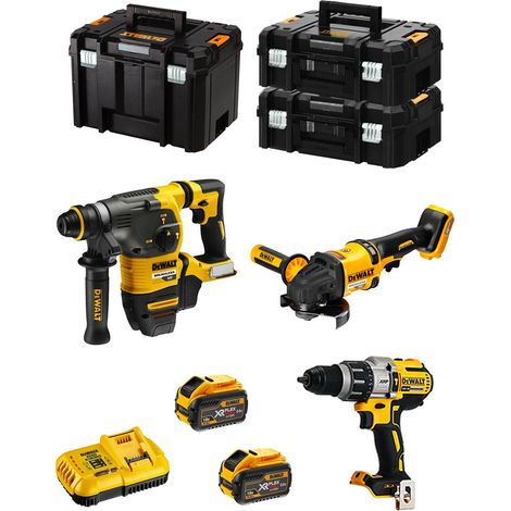 Dewalt – Pack de 4 outils électroportatifs 54V/18V – Perforateur-burineur DCH333 – Perceuse à percussion DCD996 – Moteur Brushless – 2 batteries 9.0Ah (1/5)