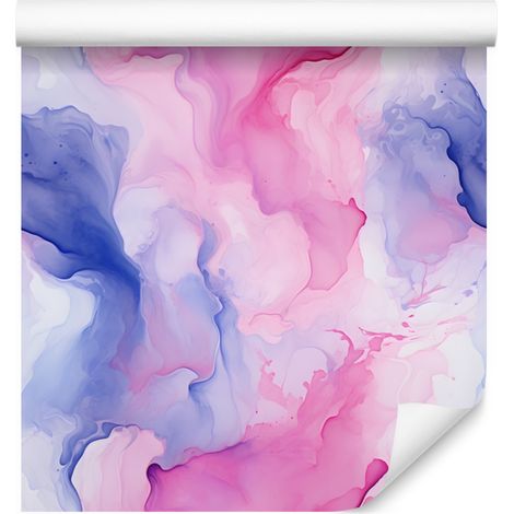 Papier peint rose et violet, encre poudre rose, bas lavande 50x1000 cm (1/5)