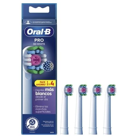 Cabezal de Recambio Braun para cepillo Braun Oral-B 3D White/ Pack 4 uds