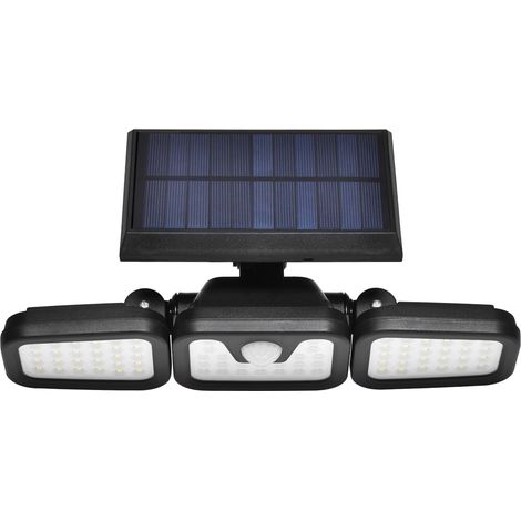 Luminaires solaires extérieurs 450LM 74 LED détecteur de mouvement IP67 projecteur solaire 3 têtes sécurité (1/5)