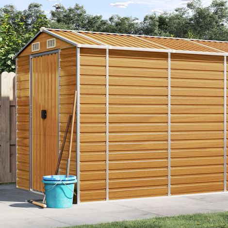 Abri de jardin-Remise Cabane pour outils marron clair 191x470x198 cm acier galvanisé (1/5)