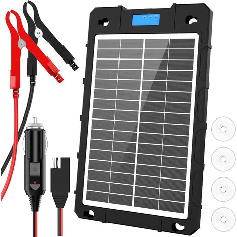 Chargeur de batterie solaire de voiture 7,5 W, chargeur de panneau solaire 12 V  Chargeur étanche et portable avec contrôleur PWM intégré pour voiture, moto, bateau, camping-car, remorque, motoneige (1/5)