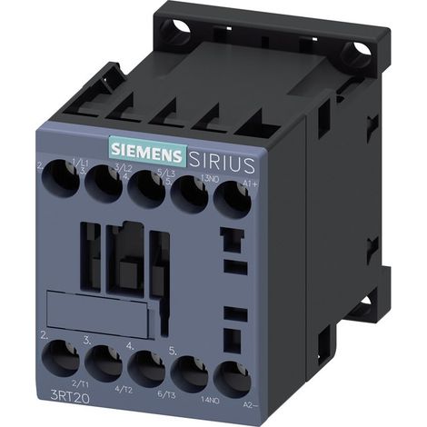 Siemens Contactor, AC-3e, 7 A/3 kW/400V, 3 polos, DC 24V, 1NA, Conexión por tornillo, 3RT20151BB41