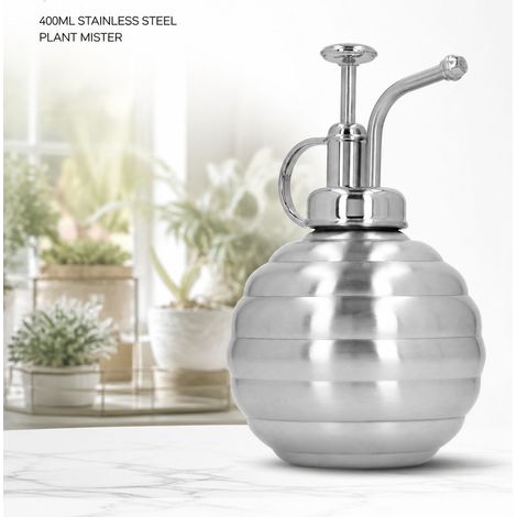 Pulvérisateur Plantes 400ml - Acier Inoxydable - Brume Fine - Argent. Vaporisateur Intérieur Extérieur, Design Vintage Élégant et Durable pour Jardin (1/5)