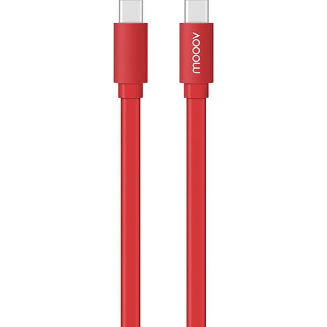 Câble USB-C / USB-C plat 1 m - rouge intense (1/3)