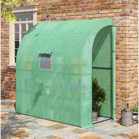 Serre adossée 200x100x215 cm en acier vert, gain de place pour jardin FloraGrace (1/5)