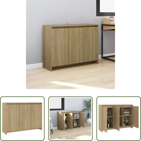Holzbeistelltisch - Sideboard Sonoma-Eiche 102x33x75 cm Holzwerkstoff (1/5)