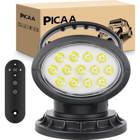 Phare de Travail LED,5D Projecteur d'urgence Lampe de travail Base magnétique portable Spot 38W 12V 24V , Rotation à 360° Lampe de travail LED avec télécommande, pour voiture 4x4 SUV (1/5)