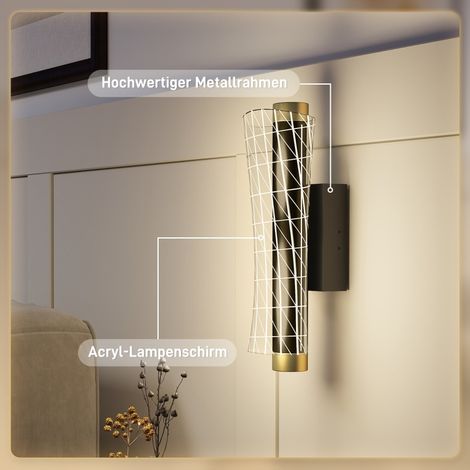 Lot de 2 appliques murales LED à intensité variable, design grillagé, lampe de chevet pour salon et chambre, en métal noir, 230V. (1/5)
