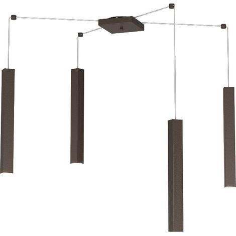 Sospensione Moderna Square Tube Metallo Marrone 4 Luci Gu10 (1/4)