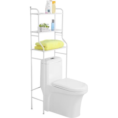 Porte-serviettes de toilette à 3 niveaux en fer blanc, à suspendre à une étagère de salle de bain. (1/5)