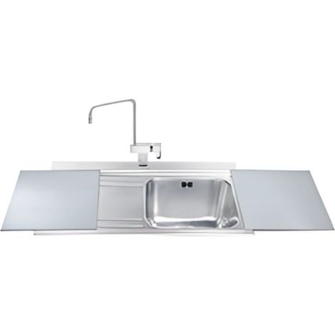 Lavello incasso 1 vasca e gocciolatoio sinistro con taglieri in vetro - Smeg LI91SGS (1/3)