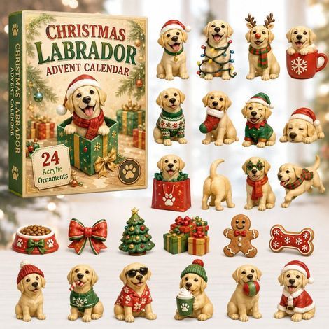 Labrador-Adventskalender-Geschenkset 2026, 2D-Überraschungsbox
