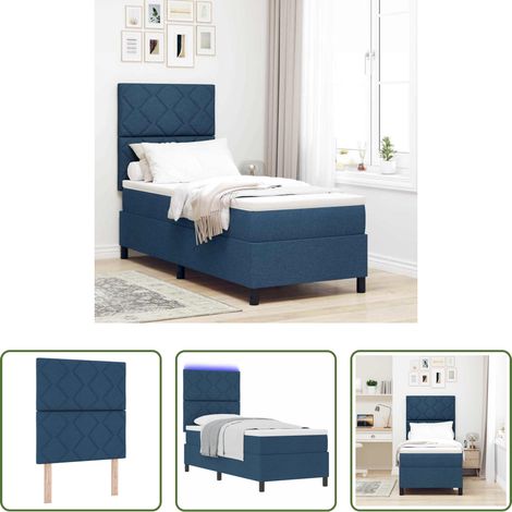 Matelas - Lit à ressorts avec matelas avec LED Bleu 80 x 200 cm tissu (1/5)