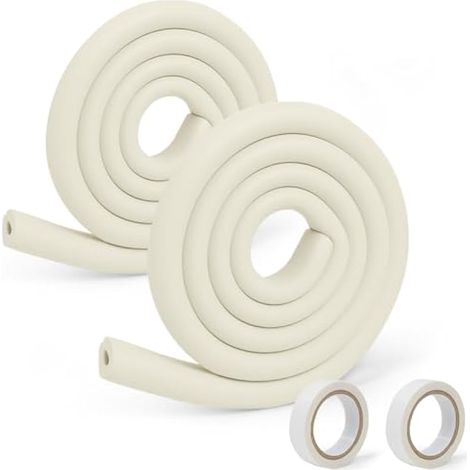 Protège-bords, 2M  2 rouleaux bande de mousse de sécurité, bande anti-collision pour enfants, protection douce renforcée, protection d'angle pour bébé et enfant - Blanc laiteux