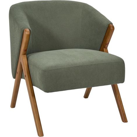 Fauteuil Design Côtelé "Jules" 72cm Vert (1/5)