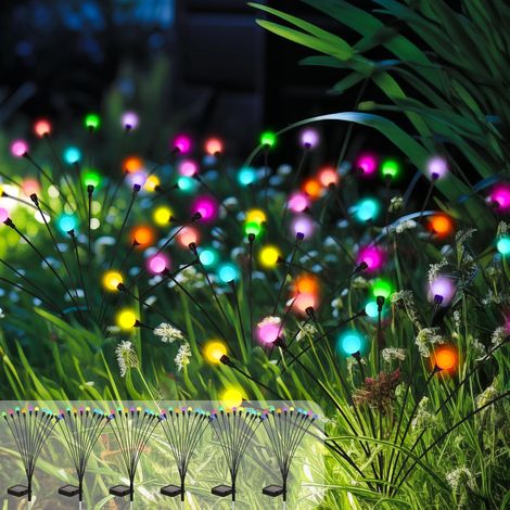 Lampes solaires de jardin Décoration de Noël, 60 LED Lampes solaires Lucioles, Lampes solaires d'extérieur étanches pour décoration de cour, patio, allée (Lot de 6, coloré) (1/5)