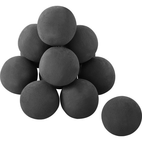 VEVOR Sfere di Fuoco in Ceramica, 100 mm, 12 Pezzi, Pietre Laviche Rotonde per Uso Interno ed Esterno, Pietre Decorative per Braciere, per Caminetti a Propano Gas, Stufe, Campeggio, Nero