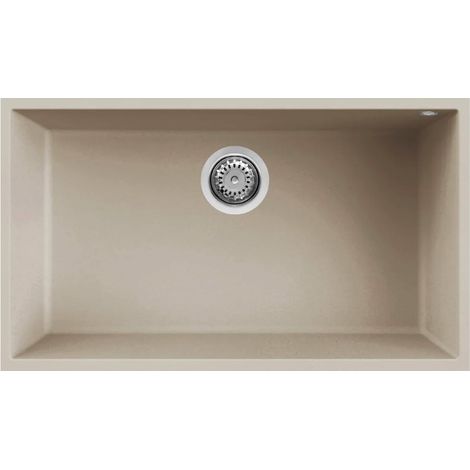 Elleci LKQ13095BSO Quadra 130 Lavello Sottopiano in Keratek Plus 1 Vasca Rettangolare con Sistema Antitrapano (76x44x20 cm) colore Champagne (1/3)