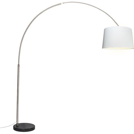 Arc Lamp Steel Fabric Lampshade White 45 cm - XXL