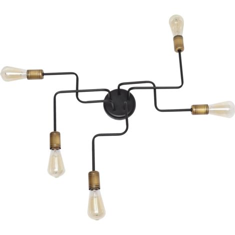 Helam TUBE Plafonnier semi-encastré à plusieurs bras noir, patine 73cm