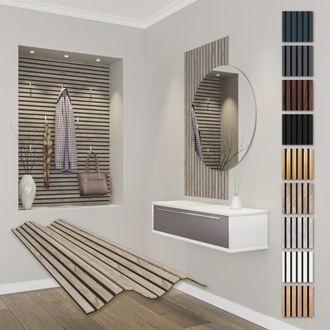 HEXIM Lamellen Akustikpaneele Comfort 0,83 m² MDF Holz flexible Wandpaneele 138,5x60cm Wandverkleidung schalldämmend (1x 1,18 Meter - 0,708 m², Sonoma Oak)