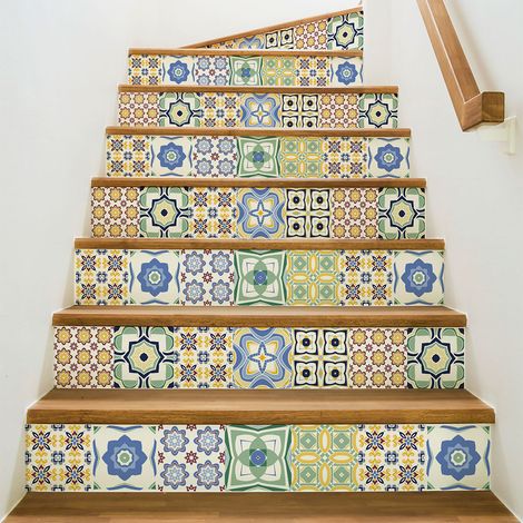 Stickers adhésifs escalier carrelages contremarche - SEPHIRA - 2 bandes de 15x105cm (1/3)